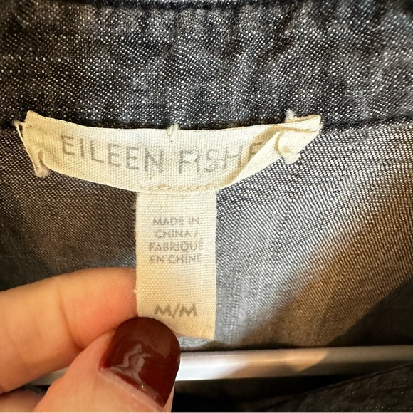 Eileen Fisher Women’s Grey Cotton Tencel Denim Popover Tunic Top Blouse Oversize - Picture 3 of 8